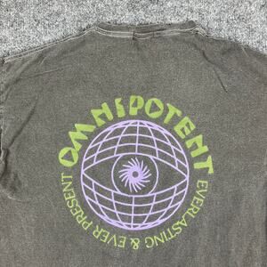 New Look T-Shirt Mens Size M Gray Omnipotent Graphic Eye Globe Streetwear